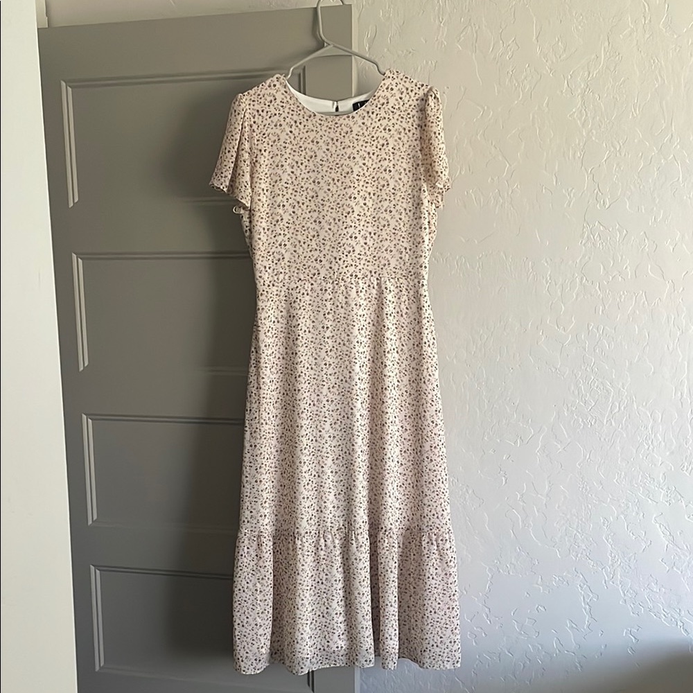 Lulu's Cream Ruffled Tiered Midi Dress